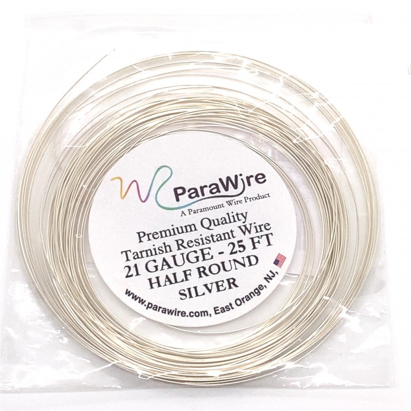 ParaWire 21ga Half Round Silver Plated Copper Wire - 7.6 Metres