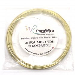 ParaWire 21ga Square Champagne Silver Plated Copper Wire - 3.5 Metres