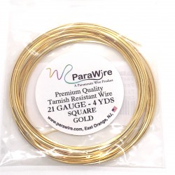 ParaWire 21ga Square Gold Finished and Silver Plated Copper  Wire - 3.5 Metres