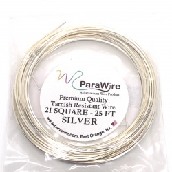 ParaWire 21ga Square Silver Plated Copper Wire - 7.6 Metres