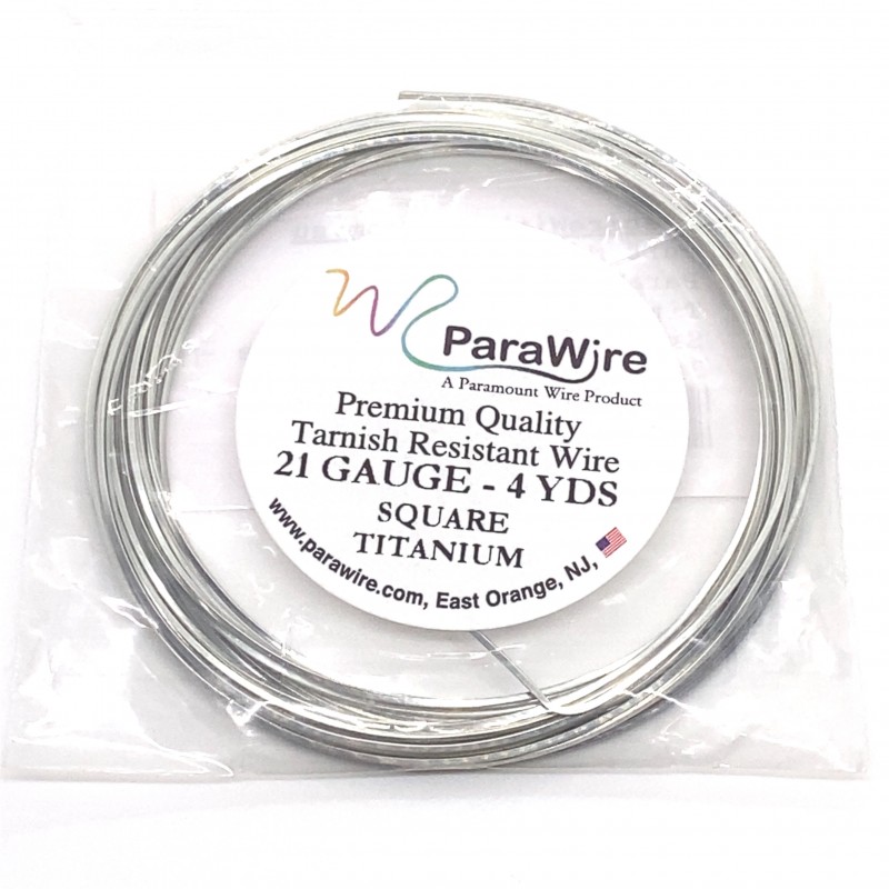 ParaWire 21ga Square Titanium Finished and Silver Plated Copper  Wire - 3.5 Metres