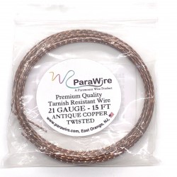 ParaWire 21ga Twisted Square Antique Copper Wire with Anti Tarnish Coating - 4.5 Metres
