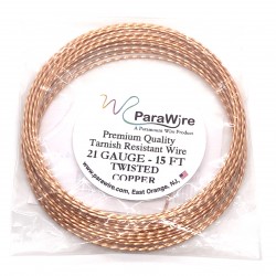 ParaWire 21ga Twisted Square Copper Wire with Anti Tarnish Coating - 4.5 Metres