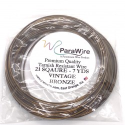 ParaWire 21ga Square Vintage Bronze Copper Wire with Anti Tarnish Coating - 6.4 Metres