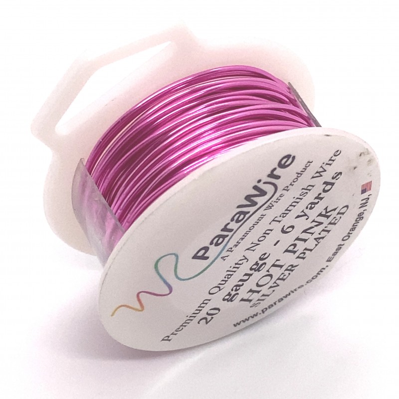 ParaWire 20ga Round Hot Pink Silver Plated Copper Wire - 5 Metres