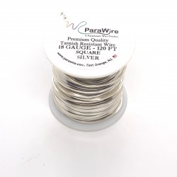 ParaWire 18ga Square Silver Plated Copper Wire - 36 Metres