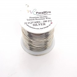 ParaWire 21ga Square Silver Plated Copper Wire - 76 Metres