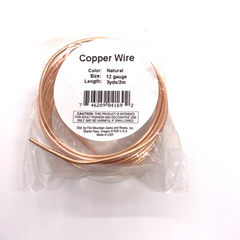 12 Gauge Round Natural Copper Wire - 2 Metres