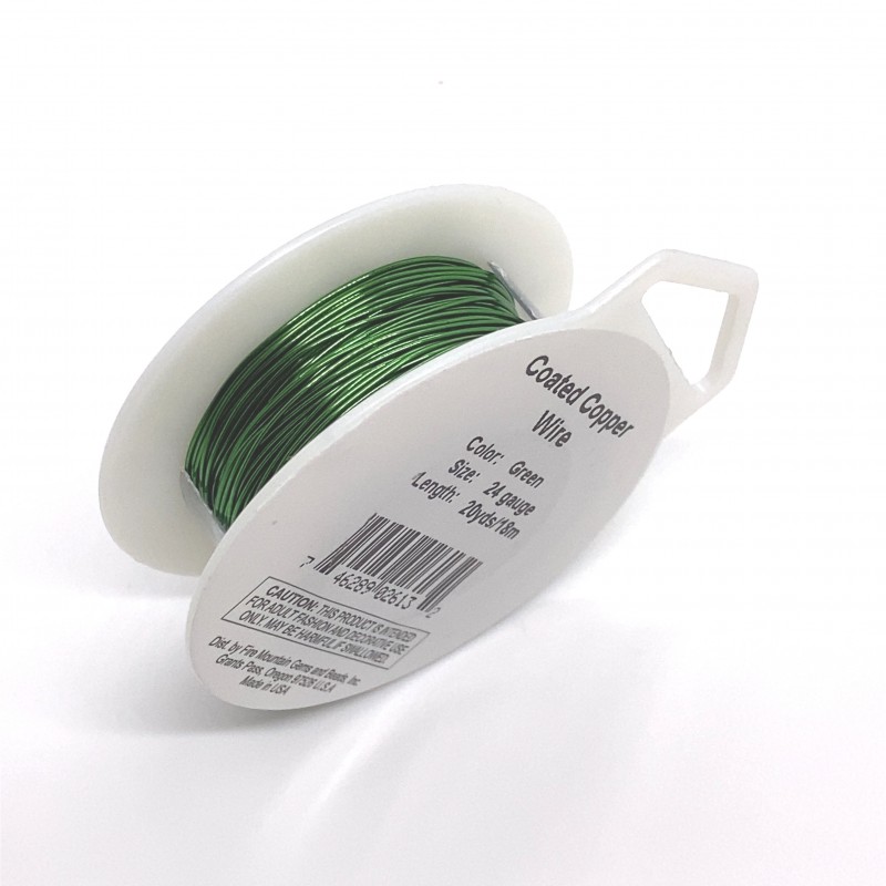 24 Gauge Round Green Coloured Copper Wire - 18 Metres