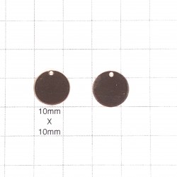 20ga 14K Rose Gold Filled 12.7mm Round tag with hole - Pack of 2 - Grid to show size