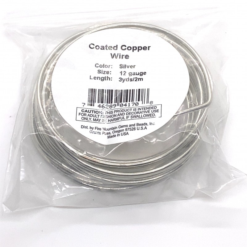12 Gauge Round Silver Coloured Copper Wire - 2 Metres