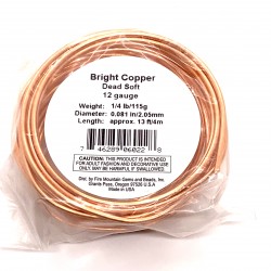 12 Gauge Natural Bright Copper Dead Soft Round Wire - 3 Metres