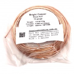 14 Gauge Natural Bright Copper Dead Soft Round Wire - 5 Metres