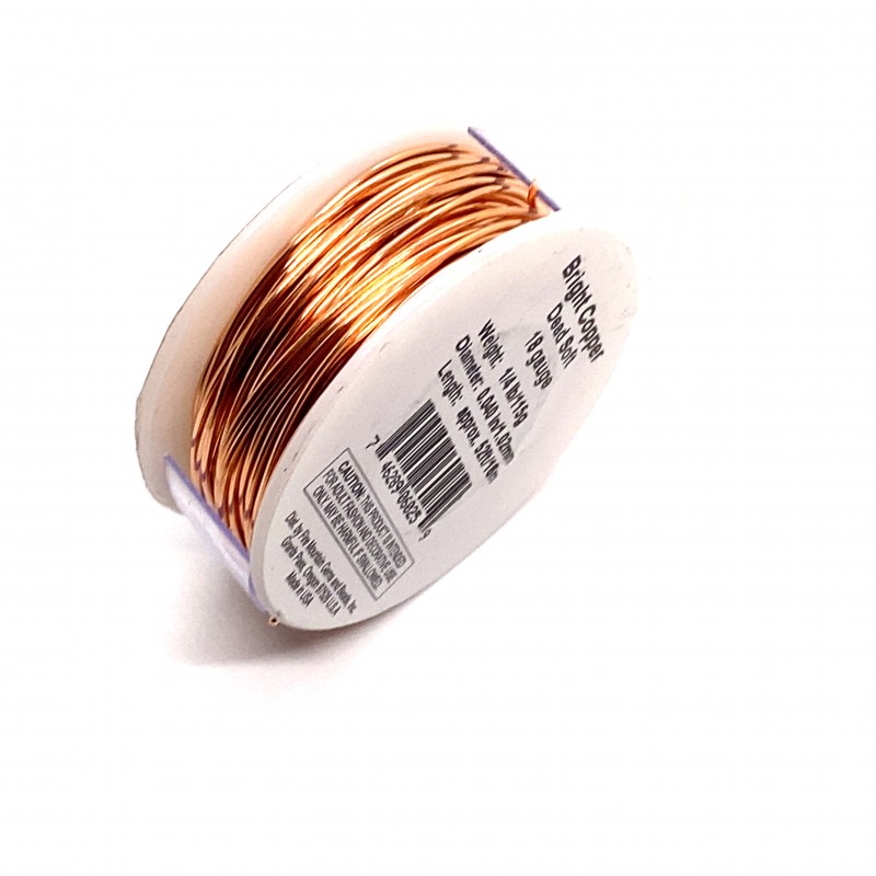 18 Gauge Natural Bright Copper Dead Soft Round Wire - 15 Metres