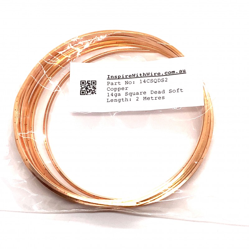 14 gauge Square Dead Soft Copper wire - 2 Metres