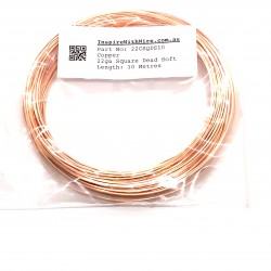 22 Gauge Square Dead Soft Copper Wire - 10 Metres