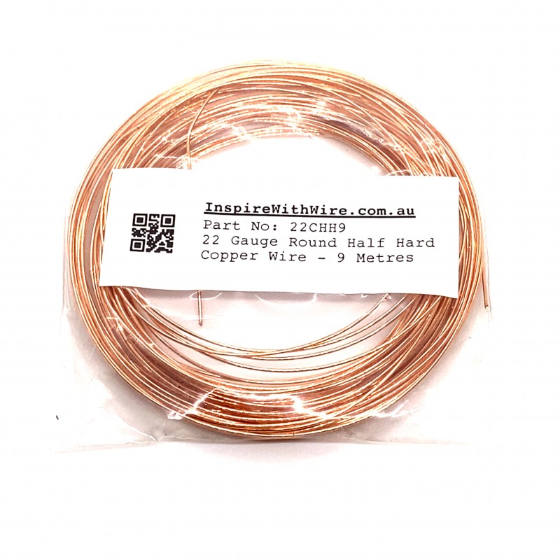 22 Gauge Round Half Hard Copper Wire - 9 Metres