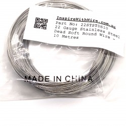 22 Gauge Stainless Steel Dead Soft Round Wire - 10 Metres