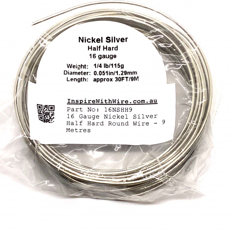 16 Gauge Nickel Silver Half Hard Round Wire - 9 Metres