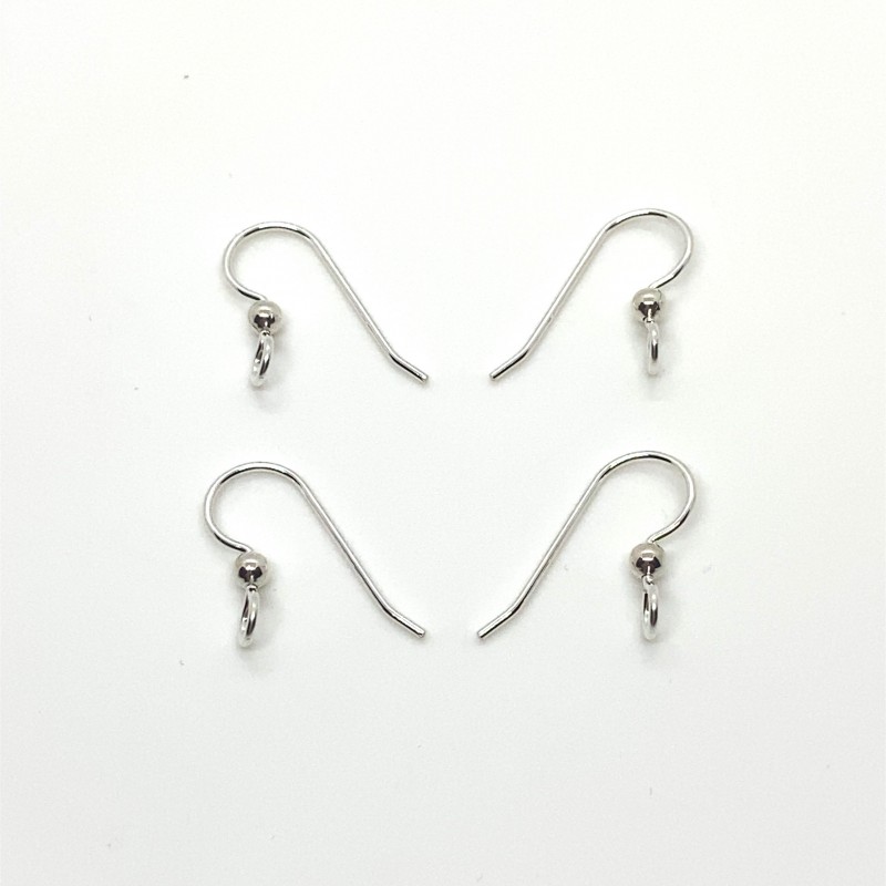 Argentium Ear Wire with Bead - 2 Pairs