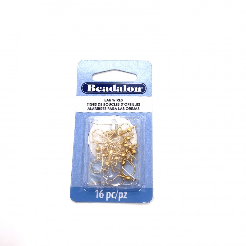 Beadalon® Gold Colour Ear Wire with Ball and Coil - 8 Pairs