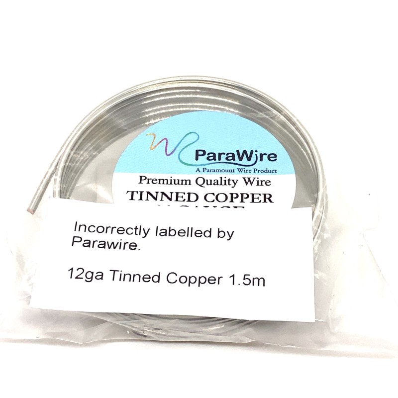 Parawire 12ga Round Tinned Copper Wire - 1.5 Metres