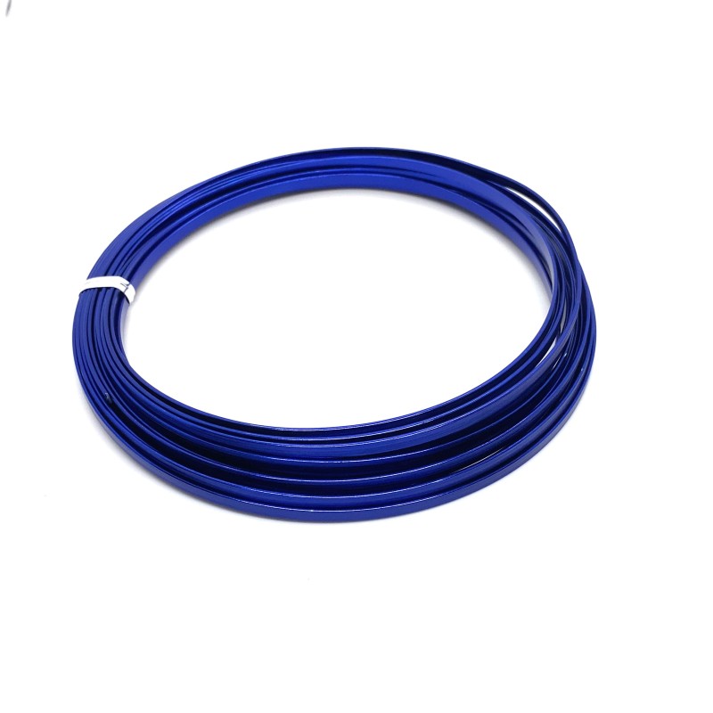 Blue Anodised Flat Aluminium Wire 4mm X 1.2mm - 5m