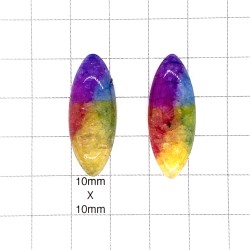 Rainbow Quartz Cabochon Pair - 31x12x8mm