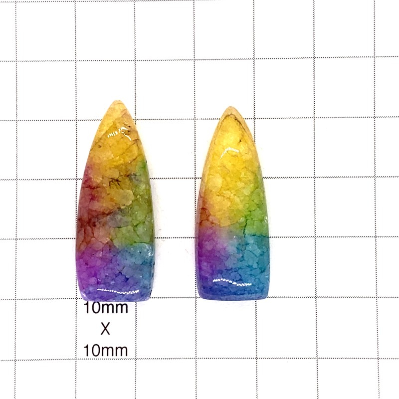 Rainbow Quartz Cabochon Pair - 33x13x7mm