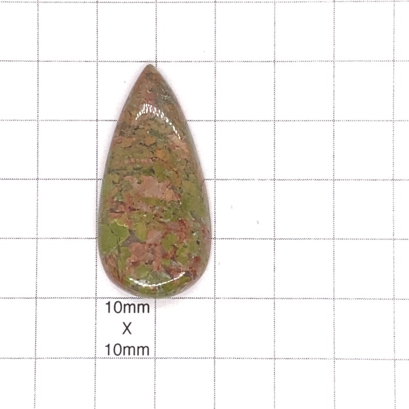 Unakite Teardrop Cabochon - 39x19x6mm Sold Individually