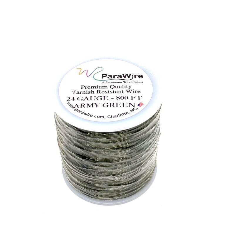ParaWire 24ga Round Olive Copper Wire with Anti Tarnish Coating - 240 Metres