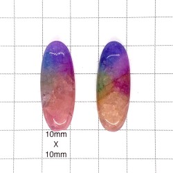 Rainbow Quartz Cabochon Pair - 32x12x6mm