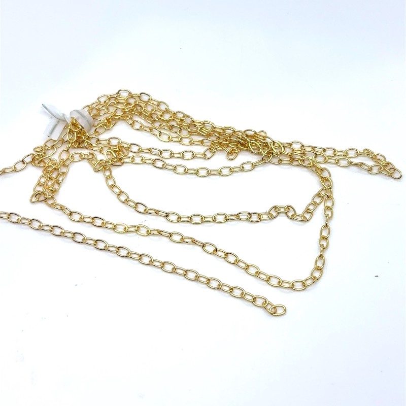 Oval Cable 2.5mm Brass Chain with Gold Plating - 1 Metre