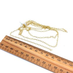 Oval Cable 2.5mm Brass Chain with Gold Plating - 3 Metres Ruler