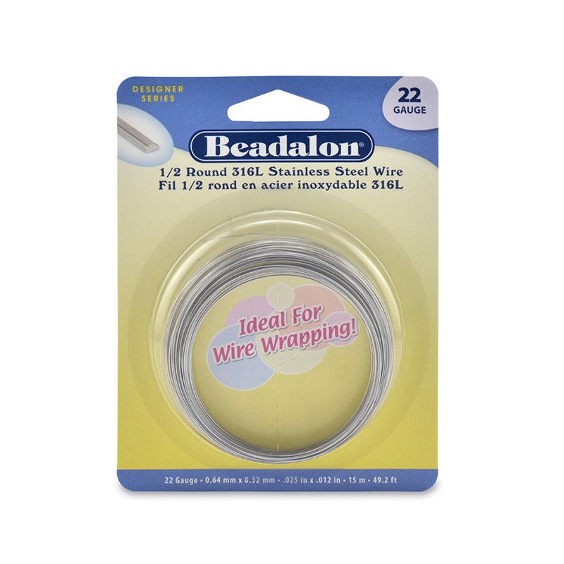 22 Gauge Stainless Steel 3/4 Hard Half Round Wire - 15 Metres