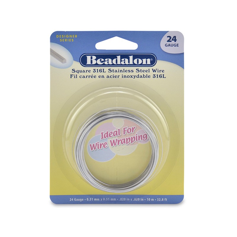 24 Gauge Stainless Steel 3/4 Hard Square Wire - 10 Metres