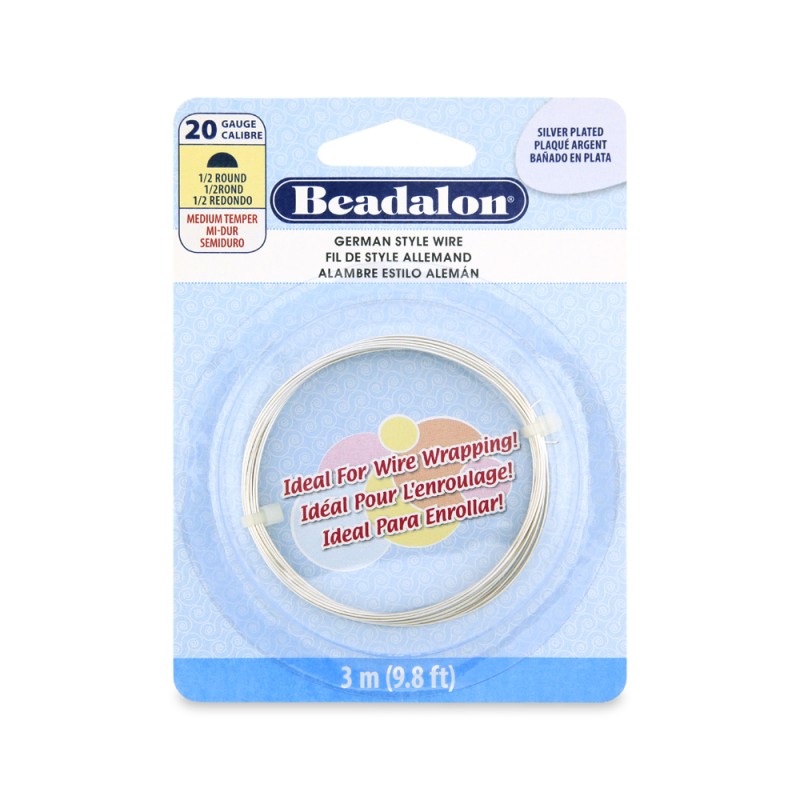 Beadalon 20ga Half Round Silver Plated Copper Wire - 3 Metres