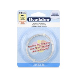 Beadalon 18ga Half Round Silver Plated Copper Wire - 2 Metres