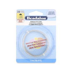 Beadalon 22ga Half Round Silver Plated Copper Wire - 5 Metres