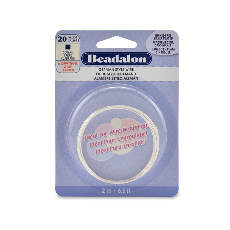 Beadalon 20ga Square Silver Plated Copper Wire - 2 Metres
