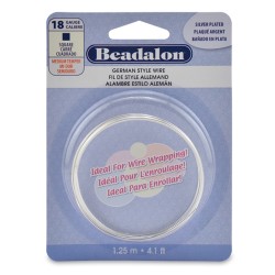 Beadalon 18ga Square Silver Plated Copper Wire - 1.25 Metres