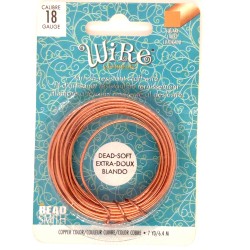 BeadSmith 18ga Square Natural Copper Wire with Anti Tarnish Coating - 6.4 Metres