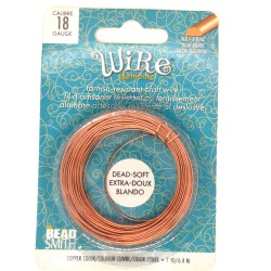 BeadSmith 18ga Half Round Natural Copper Wire with Anti Tarnish Coating - 6.4 Metres