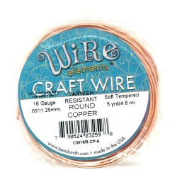 BeadSmith 16ga Round Natural Copper Wire with Anti Tarnish Coating - 4.5 Metres