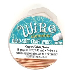 BeadSmith 18ga Round Natural Copper Wire with Anti Tarnish Coating - 6.4 Metres