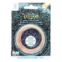 BeadSmith 18ga Square Half Hard Natural Copper Wire with Anti Tarnish Coating - 6.4 Metres