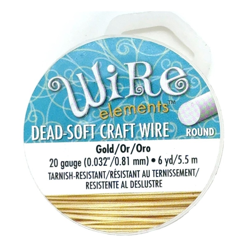 BeadSmith 20ga Round Gold Coloured Silver Plated Copper Wire - 5.4 Metres