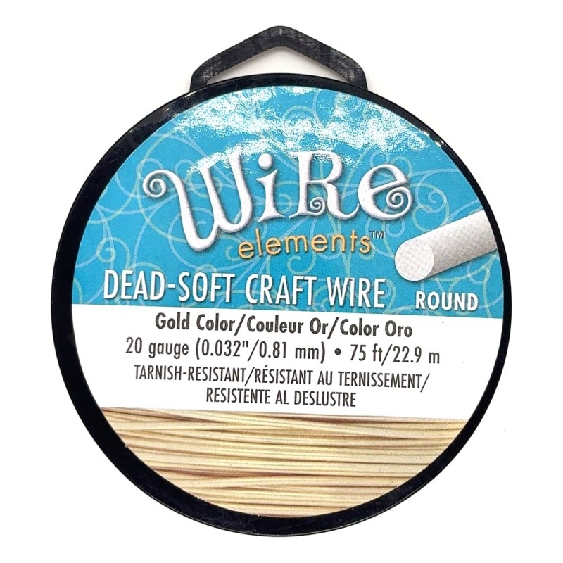 BeadSmith 20ga Round Gold Coloured Silver Plated Copper Wire - 22 Metres
