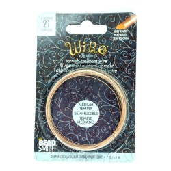 BeadSmith 21ga Half Round Half Hard Natural Copper Wire with Anti Tarnish Coating - 6.4 Metres