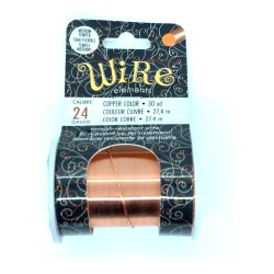 BeadSmith 24ga Round Half Hard Natural Copper Wire with Anti Tarnish Coating - 27 Metres